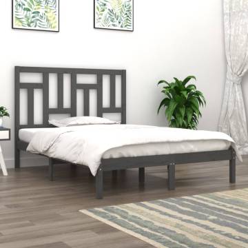 Grey Solid Wood Pine Bed Frame 200x200 cm - Modern & Sturdy