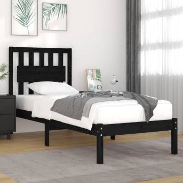 Black Pine Bed Frame 90x190 cm - Perfect for a Good Night's Sleep