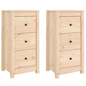 Solid Wood Pine Sideboards - 2 pcs 40x35x80 cm | Hipo Market