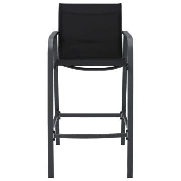 Garden Bar Chairs Set of 4 - Black Textilene | HiPo Market