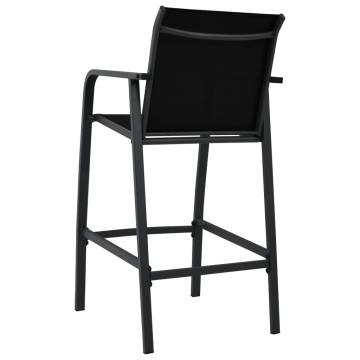 Garden Bar Chairs Set of 4 - Black Textilene | HiPo Market