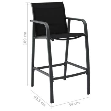 Garden Bar Chairs Set of 4 - Black Textilene | HiPo Market