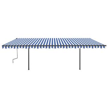 Manual Retractable Awning 6x3.5m - Blue & White for Patios