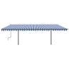 Manual Retractable Awning 6x3.5m - Blue & White for Patios