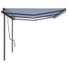 Manual Retractable Awning 6x3.5m - Blue & White for Patios