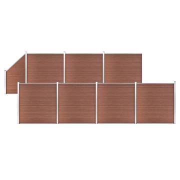 WPC Fence Set 7 Square + 1 Slanted - Brown 1311x186 cm