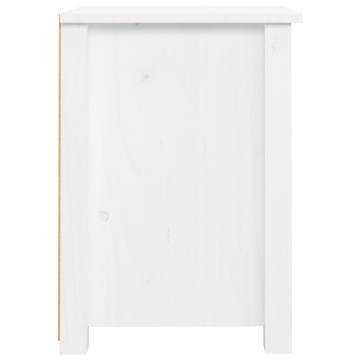 Stylish White Bedside Cabinet - Solid Pine Wood 40x35x49 cm