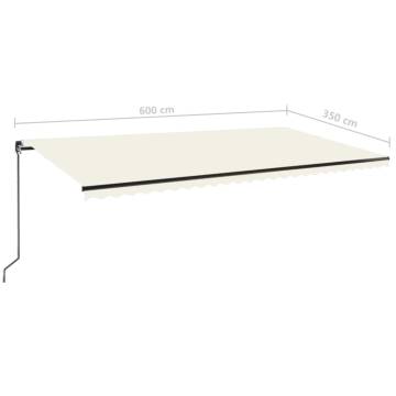 Manual Retractable Awning 600x350 cm - Cream | HipoMarket UK