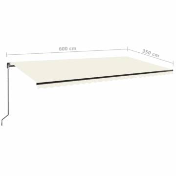 Manual Retractable Awning with LED - 600x350 cm Cream | HipoMarket