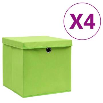 Stylish Green Storage Boxes with Covers - Set of 4