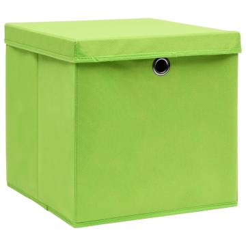 Stylish Green Storage Boxes with Covers - Set of 4