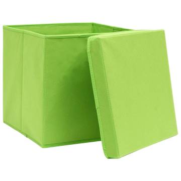 Stylish Green Storage Boxes with Covers - Set of 4