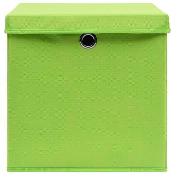 Stylish Green Storage Boxes with Covers - Set of 4