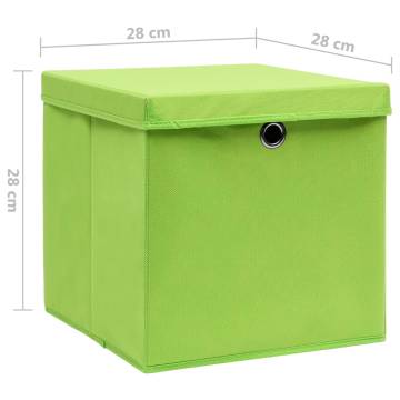 Stylish Green Storage Boxes with Covers - Set of 4