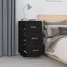 Black Bedside Cabinet - Solid Pine Wood 40x40x75 cm