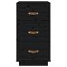 Black Bedside Cabinet - Solid Pine Wood 40x40x75 cm