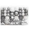 111 Piece White & Grey Christmas Bauble Set - Shatterproof Decor