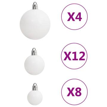 111 Piece White & Grey Christmas Bauble Set - Shatterproof Decor