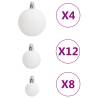 111 Piece White & Grey Christmas Bauble Set - Shatterproof Decor