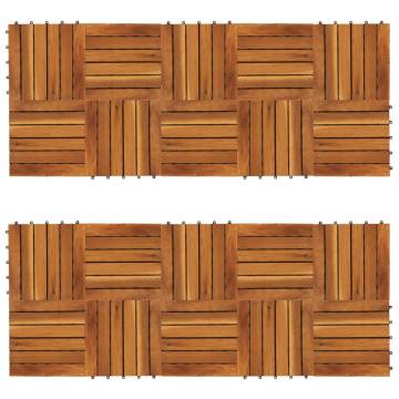 Decking Tiles Vertical Pattern 30x30 cm Acacia - Set of 20