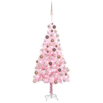 Artificial Pre-lit Pink Christmas Tree with Ball Set - 120 cm