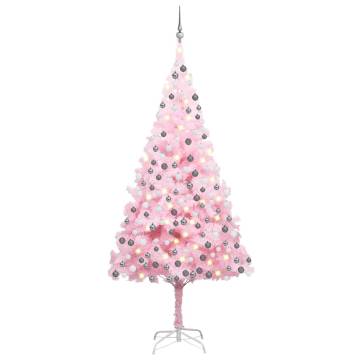 Pink Pre-lit Christmas Tree & Ball Set - 210 cm PVC | HipoMarket