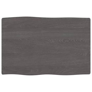 Table Top Dark Brown Solid Oak Live Edge - 60x40 cm