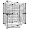 12-Panel Pet Cage with Door - Durable Steel, 35x35 cm Black