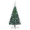 Artificial Half Pre-lit Christmas Tree with Ball Set Green 240 cm Colour green and grey Size 240 x 125 cm Quantity in Package 1 Number of Branch Tips 