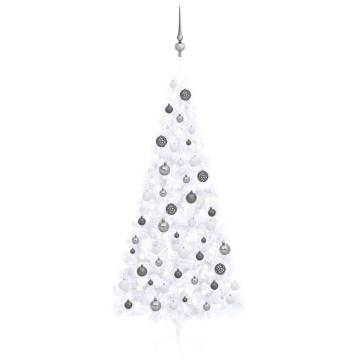 Artificial Half Pre-lit Christmas Tree - 240 cm White