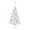 Artificial Pre-lit Christmas Tree with Ball Set White 150 cm PVC Colour white and rose Size 150 x 80 cm Quantity in Package 1 Number of Branch Tips 