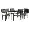 7 Piece Garden Dining Set - Black Steel & Textilene