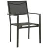 7 Piece Garden Dining Set - Black Steel & Textilene