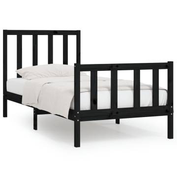 Black Solid Wood Bed Frame 90x200 cm | Timeless Design