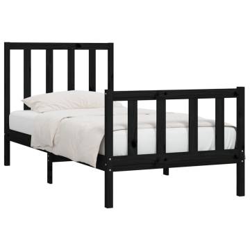 Black Solid Wood Bed Frame 90x200 cm | Timeless Design