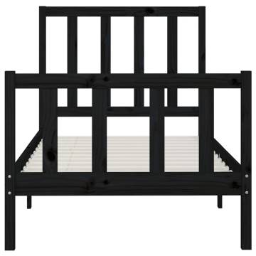 Black Solid Wood Bed Frame 90x200 cm | Timeless Design