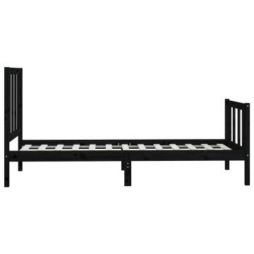 Black Solid Wood Bed Frame 90x200 cm | Timeless Design