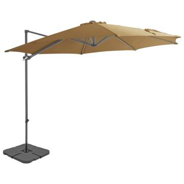 Outdoor Taupe Umbrella with Portable Base - Easy Sun Protection