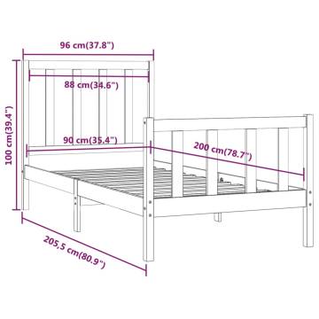 Black Solid Wood Bed Frame 90x200 cm | Timeless Design