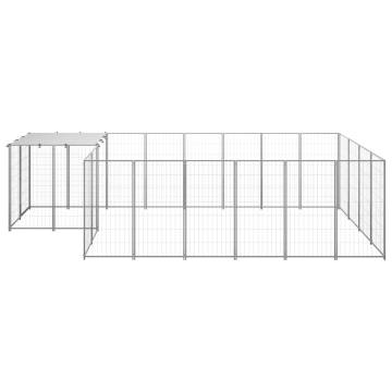 Dog Kennel Silver 8.47 m² - Durable Steel Enclosure for Dogs