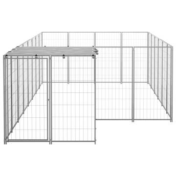 Dog Kennel Silver 8.47 m² - Durable Steel Enclosure for Dogs