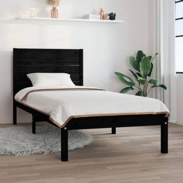 Black Solid Wood Bed Frame 75x190 cm - Small Single