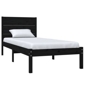 Black Solid Wood Bed Frame 75x190 cm - Small Single