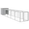 Light Grey Chicken Cage with Run - Galvanised Steel 110x609cm