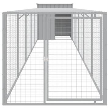 Light Grey Chicken Cage with Run - Galvanised Steel 110x609cm