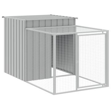 Light Grey Chicken Cage with Run - Galvanised Steel 110x609cm