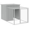 Light Grey Chicken Cage with Run - Galvanised Steel 110x609cm