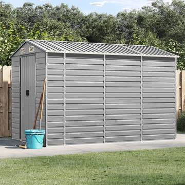 Light Grey Garden Shed 191x300 cm - Galvanised Steel