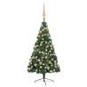 Artificial Half Pre-lit Christmas Tree with Ball Set Green 150 cm Colour green and gold Size 150 x 95 cm Quantity in Package 1 Number of Branch Tips 