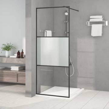 Walk-in Shower Wall Black 80x195 cm - Half Frosted ESG Glass